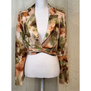 Privy Gauze Watercolor Pink PrintCropped Top, small